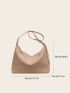 Litchi Embossed Hobo Bag Solid Color Minimalist Style