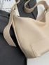 Litchi Embossed Hobo Bag Solid Color Minimalist Style