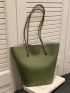 Litchi Embossed Shoulder Tote Bag Green Fashionable With Inner Pouch