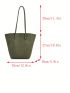 Litchi Embossed Shoulder Tote Bag Green Fashionable With Inner Pouch