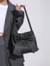 Bow Decor Shoulder Bag Solid Color Double Handle