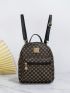 Mini Geometric Pattern Classic Backpack Metal Decor