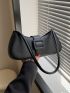 Black Hobo Bag Tape Decor Fashionable For Daily