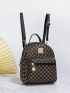 Mini Geometric Pattern Classic Backpack Metal Decor