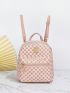 Mini Geometric Pattern Classic Backpack Metal Decor