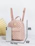 Mini Geometric Pattern Classic Backpack Metal Decor