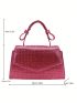 Mini Flap Square Bag Rhinestone Decor Top Handle