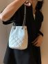 Mini Quilted Pattern Chain Bucket Bag Solid Color