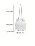 Mini Quilted Pattern Chain Bucket Bag Solid Color