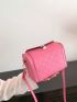 Mini Neon Pink Square Bag Geometric Embossed