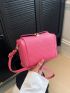 Mini Neon Pink Square Bag Geometric Embossed