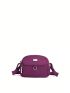 Purple Crossbody Bag Nylon Fashionable Patch Decor