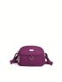 Purple Crossbody Bag Nylon Fashionable Patch Decor