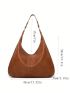 Oversized Hobo Bag Solid Color Fashionable PU Zipper