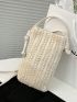 Mini Straw Bag Vacation Beige Knot Decor