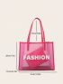 Letter Graphic Shoulder Tote Bag With Inner Pouch Polyester Fashionable