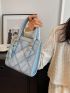 Mini Square Bag PU Double Handle Fashionable Plaid Pattern