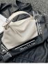 Medium Hobo Bag Beige Casual Zipper Adjustable-strap