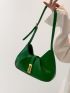 Fashionable Hobo Bag Solid Color Adjustable Strap PU