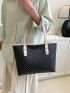 Fashionable Shoulder Tote Bag Geometric Pattern Double Handle PU