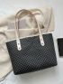 Fashionable Shoulder Tote Bag Geometric Pattern Double Handle PU