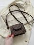 Mini Square Bag Clover Pattern Adjustable Strap PU Elegant