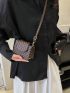 Mini Square Bag Clover Pattern Adjustable Strap PU Elegant