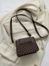 Mini Square Bag Clover Pattern Adjustable Strap PU Elegant