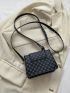 Mini Flap Square Bag Vintage Geometric Pattern PU