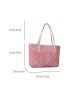 Textured Plaid Pattern Shoulder Tote Bag Double Handle Foldable Fashion PU