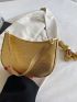 Mini Hobo Bag Rhinestone Decor PU Glamorous