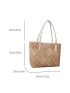 Plaid Pattern Shoulder Tote Bag Contrast Binding PU Fashionable