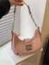 Metal Decor Hobo Bag PU Pink Fashionable