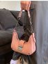 Metal Decor Hobo Bag PU Pink Fashionable