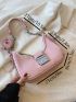 Metal Decor Hobo Bag PU Pink Fashionable