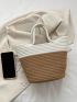 Color Block Straw Bag Vacation Double Handle