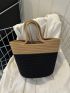 Color Block Straw Bag Vacation Double Handle
