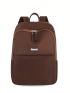 Metal Decor Classic Backpack Brown Fashionable Zipper