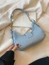 Blue Hobo Bag Fashionable Studded Decor Push Lock Chain PU