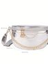 Crocodile Embossed Fanny Pack Silver Funky Chain Decor