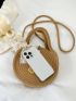 Mini Flower & Bow Decor Straw Bag Fashionable For Vacation