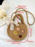 Mini Flower & Bow Decor Straw Bag Fashionable For Vacation