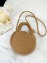 Mini Flower & Bow Decor Straw Bag Fashionable For Vacation