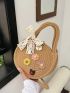 Mini Flower & Bow Decor Straw Bag Fashionable For Vacation