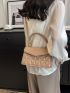 Quilted Pattern Flap Square Bag Khaki Fashionable