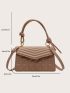 Quilted Pattern Flap Square Bag Khaki Fashionable