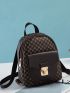 Small Bag Ladies Geometric Print Classic Backpack Brown Fashionable