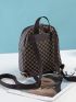 Small Bag Ladies Geometric Print Classic Backpack Brown Fashionable