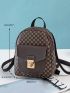 Small Bag Ladies Geometric Print Classic Backpack Brown Fashionable