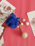 Faux Pearl & Pom Pom Decor Bag Charm Key Chain